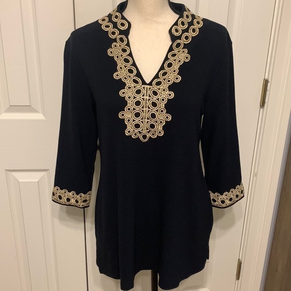 Charter Club Gold Trim Tunic - Picture 1 of 10